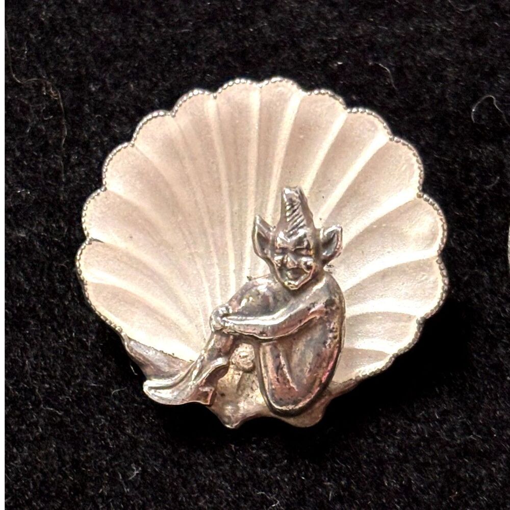 Vintage 1930s Bernard Instone Sterling Silver Enamel Cornish Pixie Brooch